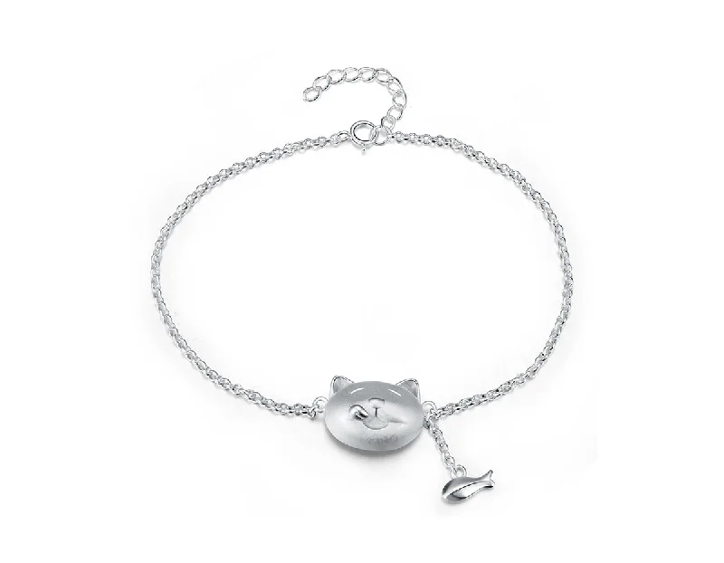 trendy leather bangles -Greedy Cat and Fish Bracelet