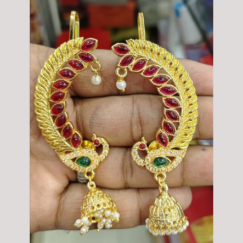 trendy hoops and studs -Manisha Jewellery Gold Plated Pota Stone Ear Cuff