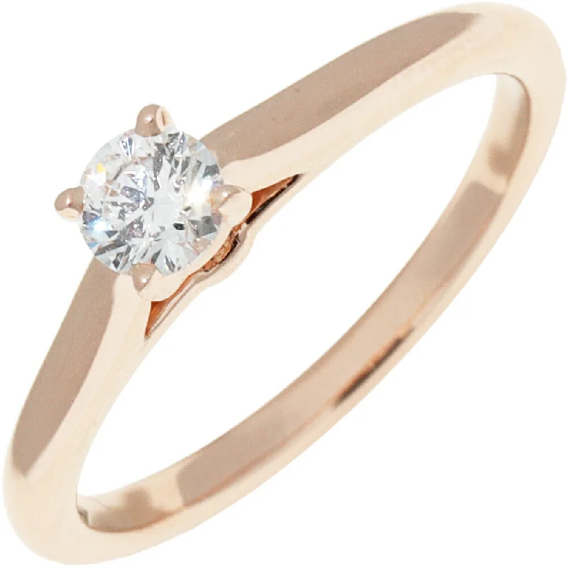 round cut engagement rings -Cartier K18PG Diamond Ring