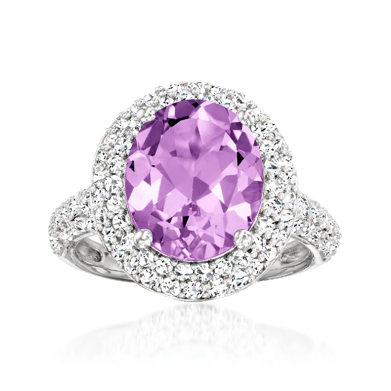 luxury platinum engagement rings -Ross-Simons Amethyst Ring With White Topaz in Sterling Silver