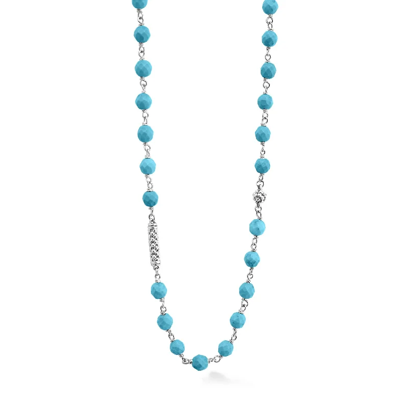 modern style necklaces -Caviar Icon Long Turquoise Beaded Necklace