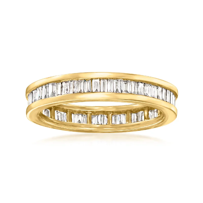 vintage-inspired engagement rings -Ross-Simons Channel-Set Baguette Diamond Eternity Band in 14kt Yellow Gold