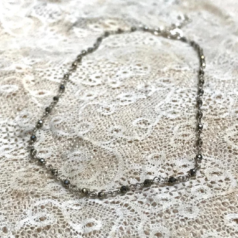 giftable necklaces for her -"Pyrite" Rosary choker | 925 Silver