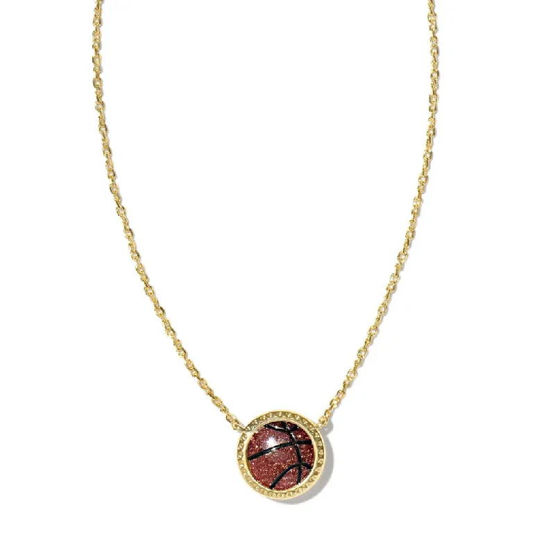 trendy necklaces for women -Basketball Short Pendant Necklace in Goldstone