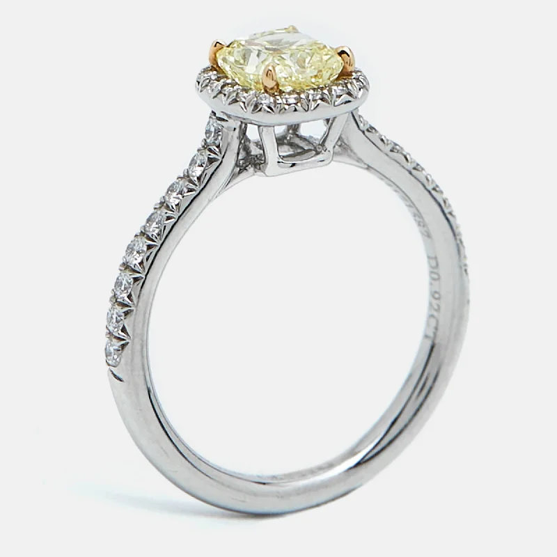 gold engagement rings with diamonds -Tiffany & Co. Tiffany Soleste Diamonds Platinum 18K Yellow Gold Ring