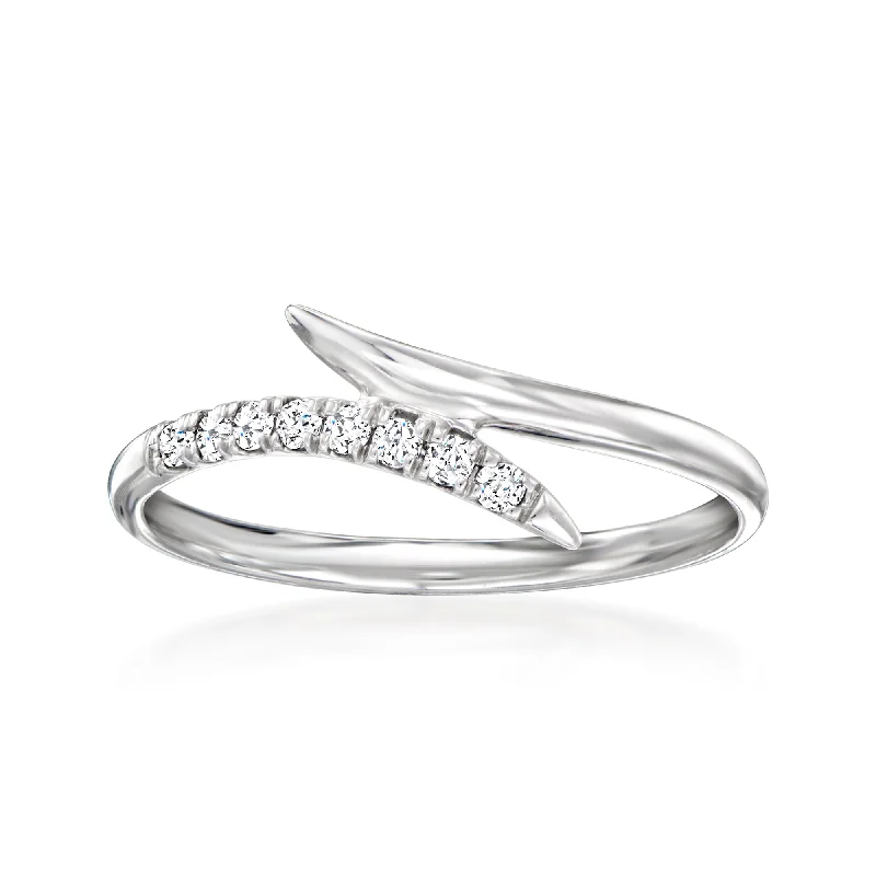 intricate diamond engagement rings -Ross-Simons Diamond Bypass Ring in Sterling Silver