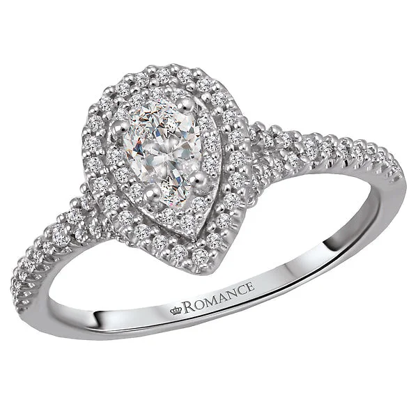 modern designer engagement rings -Halo Diamond Ring