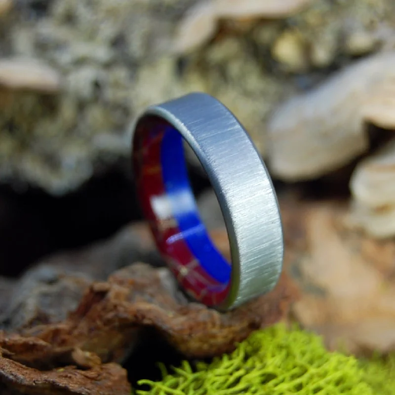 birthstone rings for women -Meet Me Half Way Vertical | Men's Lapis, Red Jasper & Titanium Wedding Ring