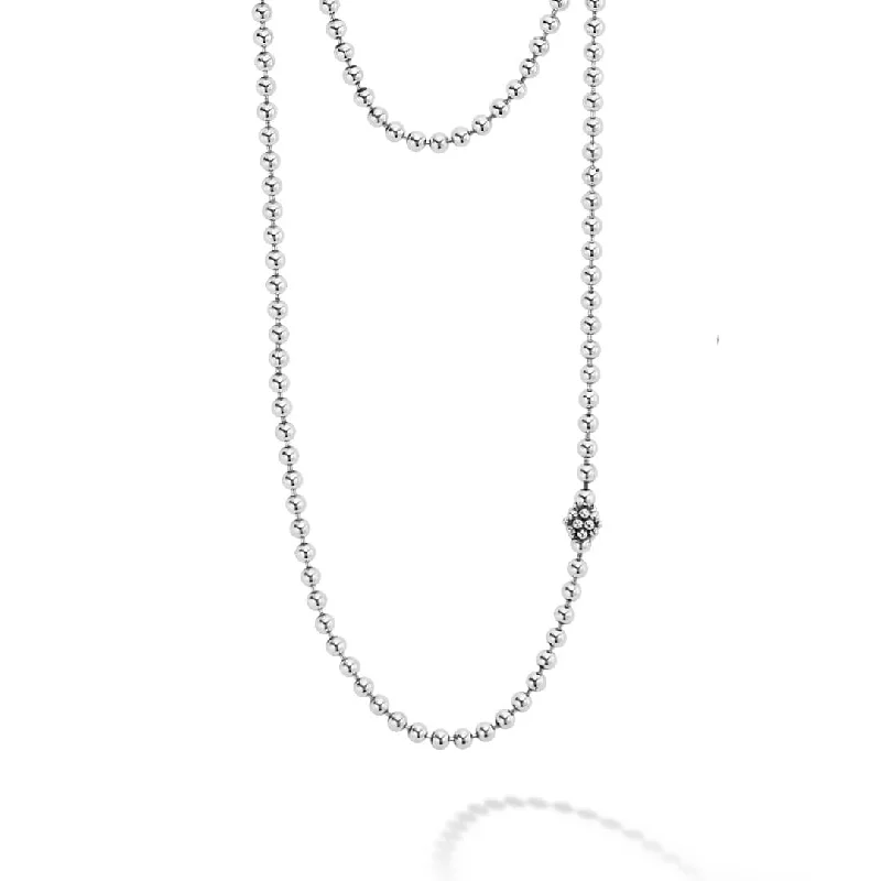 trendy gold chain necklaces -Caviar Icon Long Silver Caviar Beaded Necklace