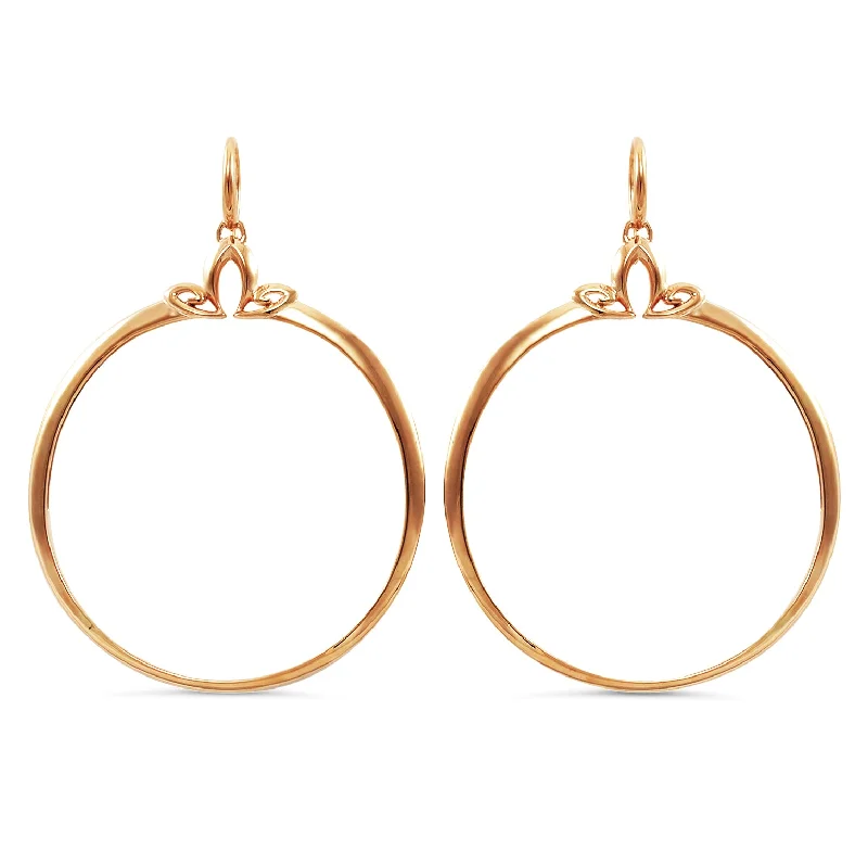 affordable gold earrings -Portrait Hoop Earring 48mm - 18K Rose Gold Vermeil