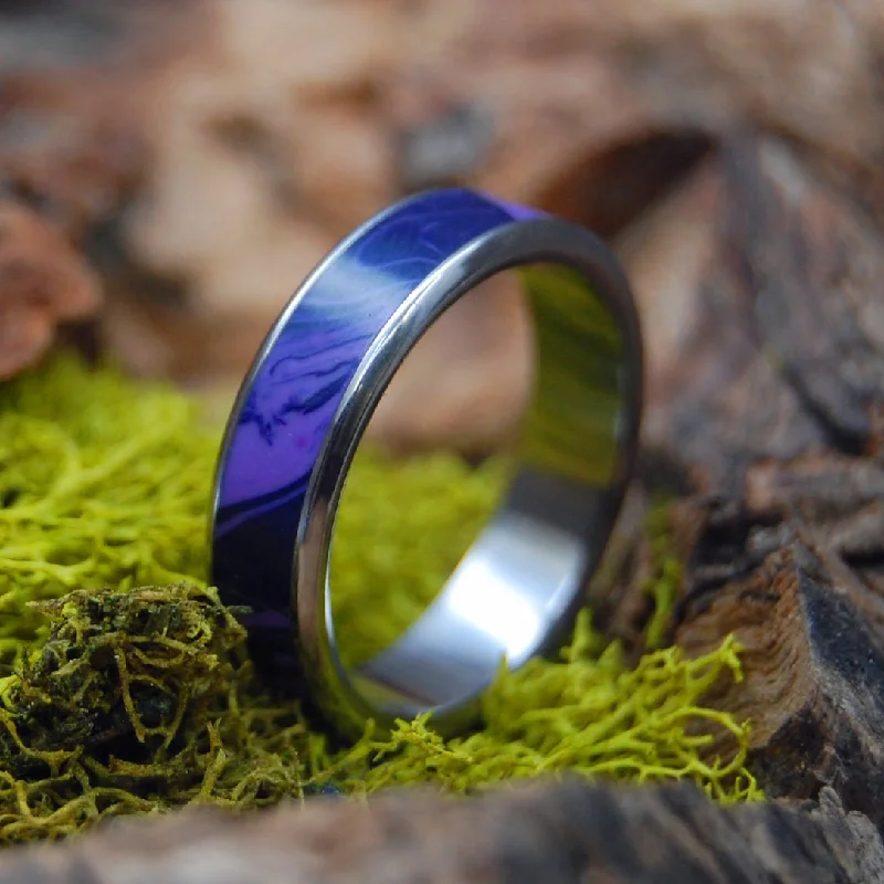 stylish rose gold rings -Queen Charoite | Men's Charoite & Titanium Wedding Ring