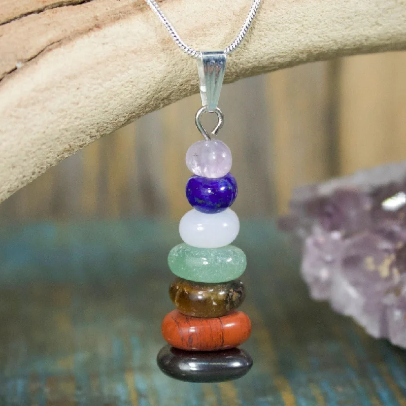 rose gold necklaces -Chakra Stack Necklace