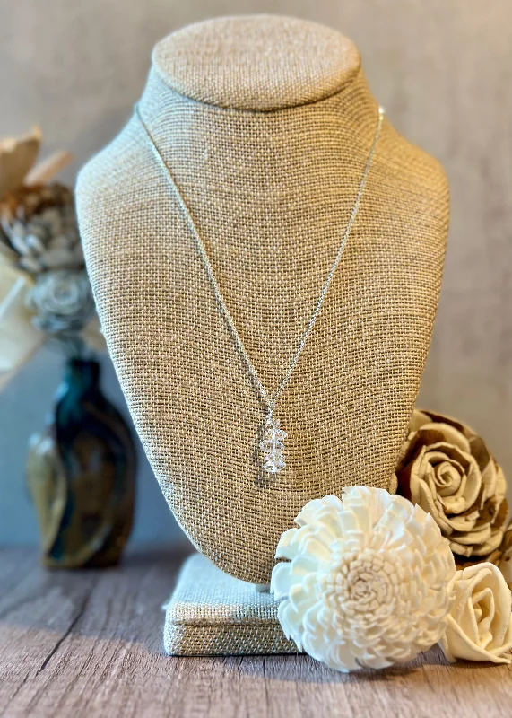 silver plated necklaces -Herkimer Diamond Drop Necklace