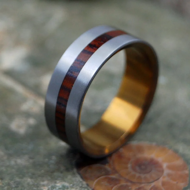 custom-designed rings -When Lightning Strikes Satin | Men's Cocobolo Wood & Satin Wedding Ring