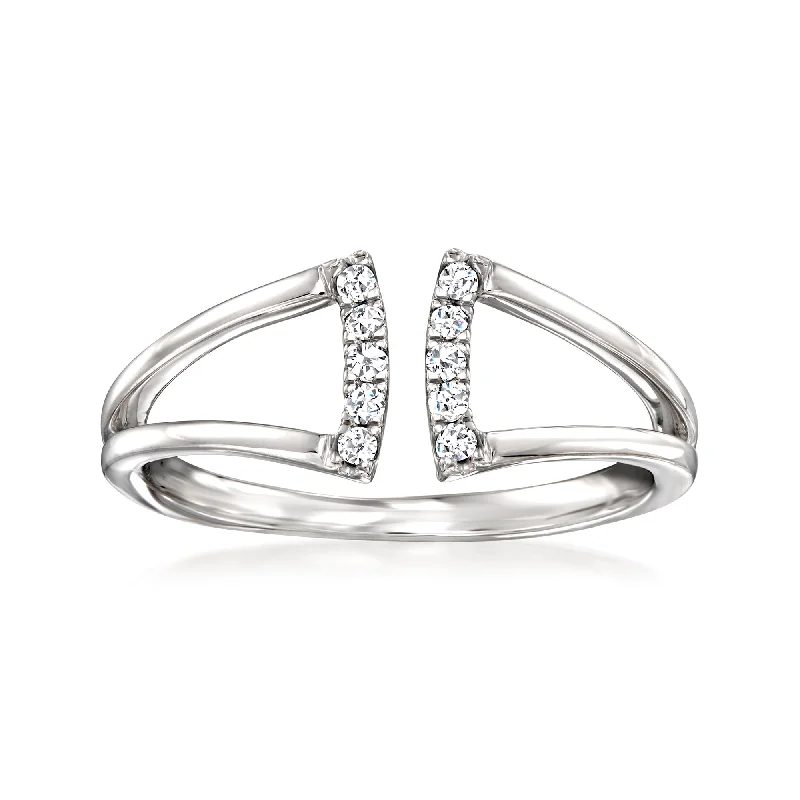 gold engagement rings -RS Pure by Ross-Simons Diamond Open-Space Ring in Sterling Silver