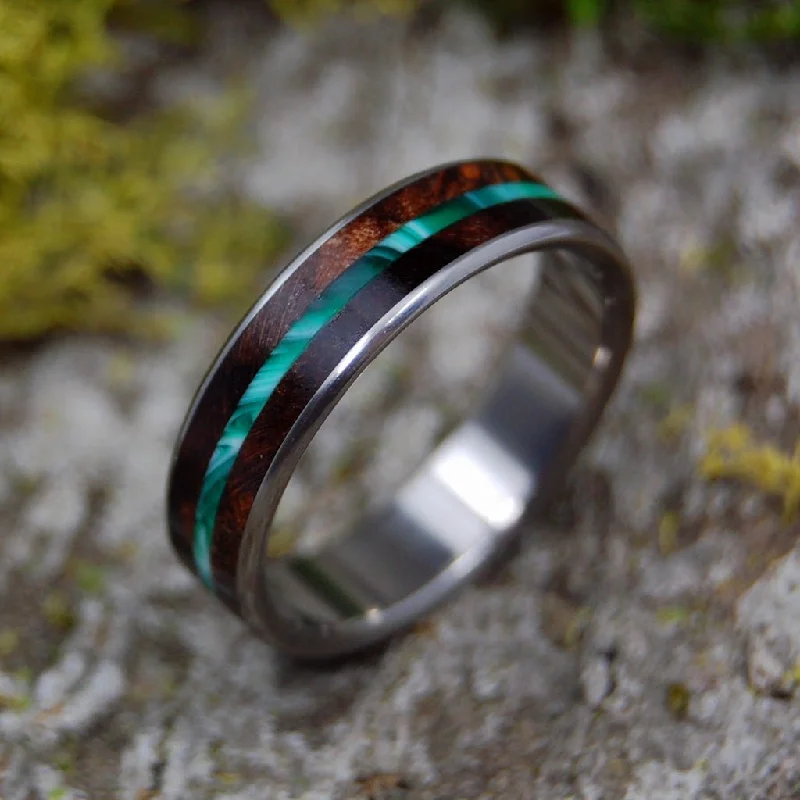 chic rings for women -Flyer | Men's Green Vintage Resin, Maple Wood & Titanium Wedding Ring