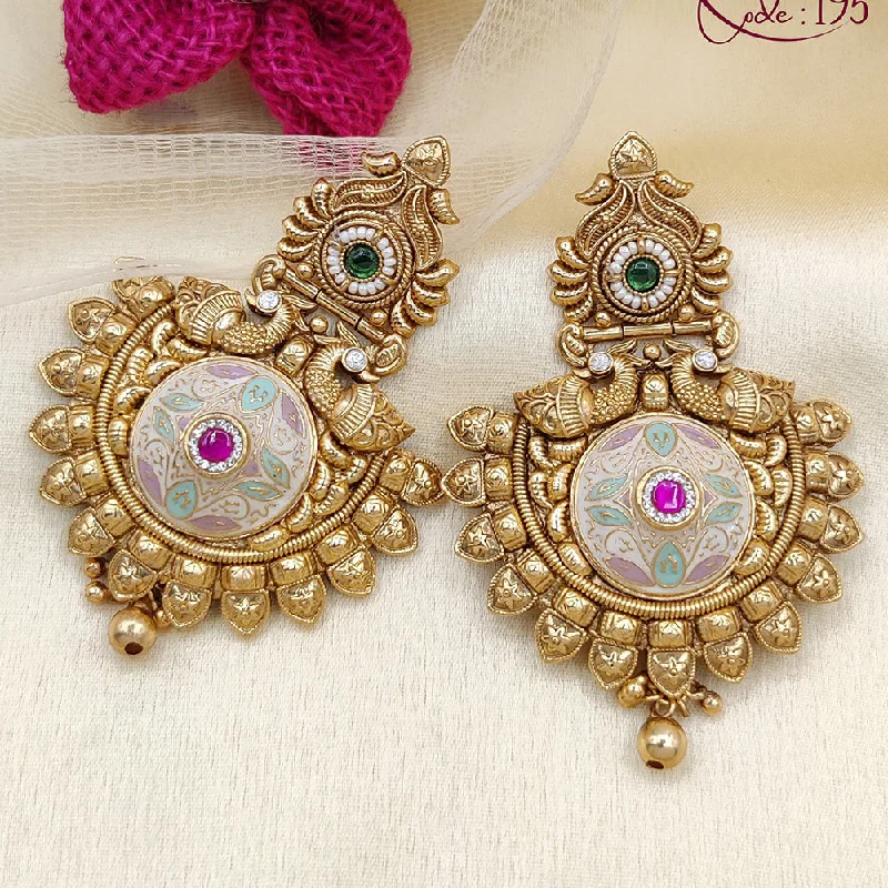 colorful gemstone earrings -Jewel Addiction Copper Rajwadi Finish Pota Stone Dangler Earrings