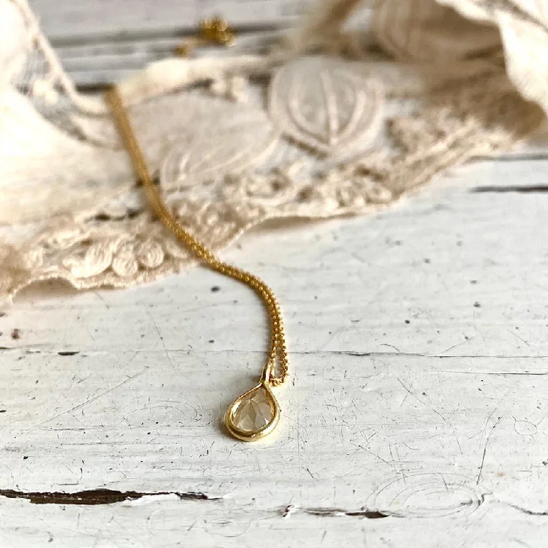 women necklace -Citrine | stone pendant necklace | 24k gold-plated