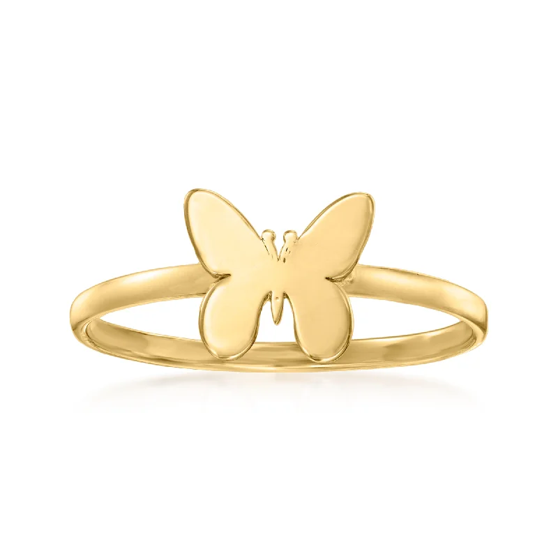 engagement rings with halo settings -Canaria 10kt Yellow Gold Butterfly Ring