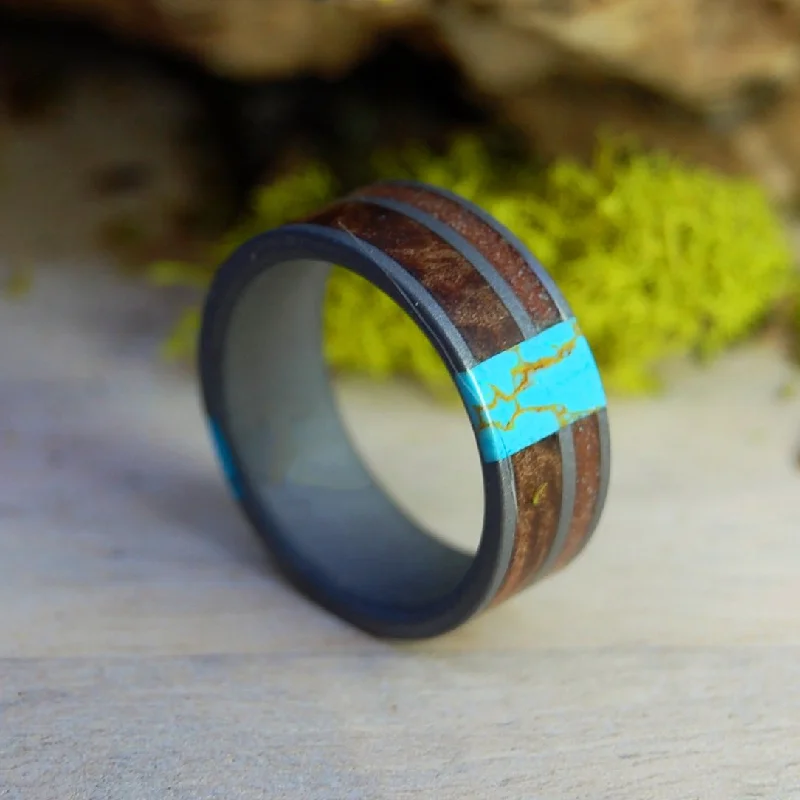 beautiful diamond rings -Double Turquoise Sedona Arizona | Men's Kingman Turquoise, Arizona Turquoise, Sedona Desert Sand, Dark Maple & Titanium Wedding Ring