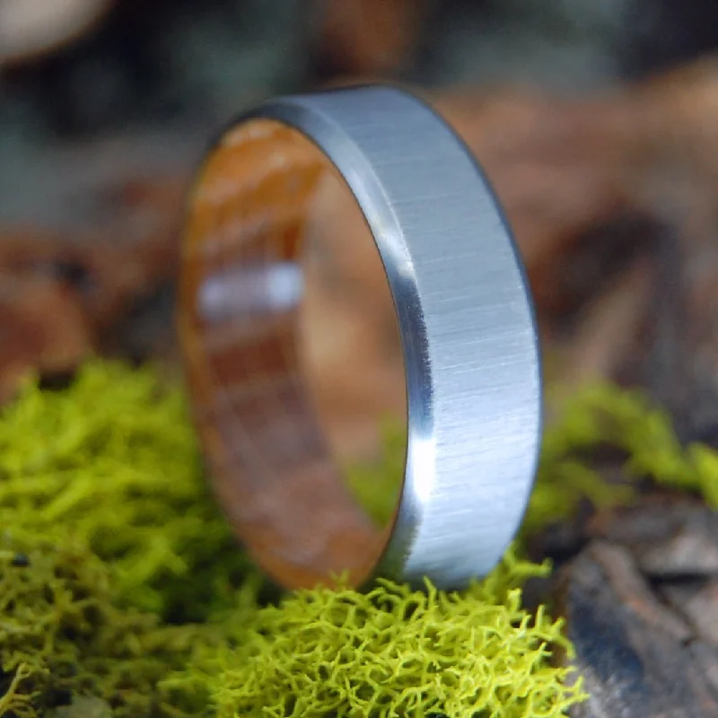 statement rings for women -Bully Boy After Hours | Men's Whiskey Barrel Wood & Titanium Wedding Ring