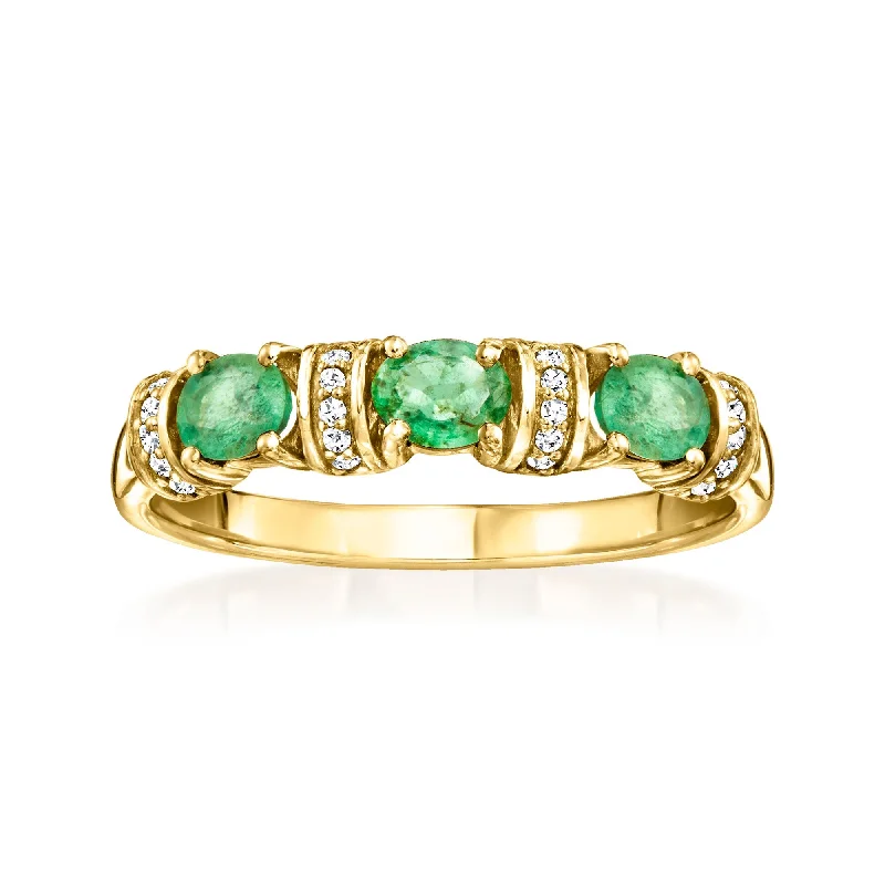 luxurious engagement rings for women -Canaria Emerald Ring With Diamonds in 10kt Yellow Gold