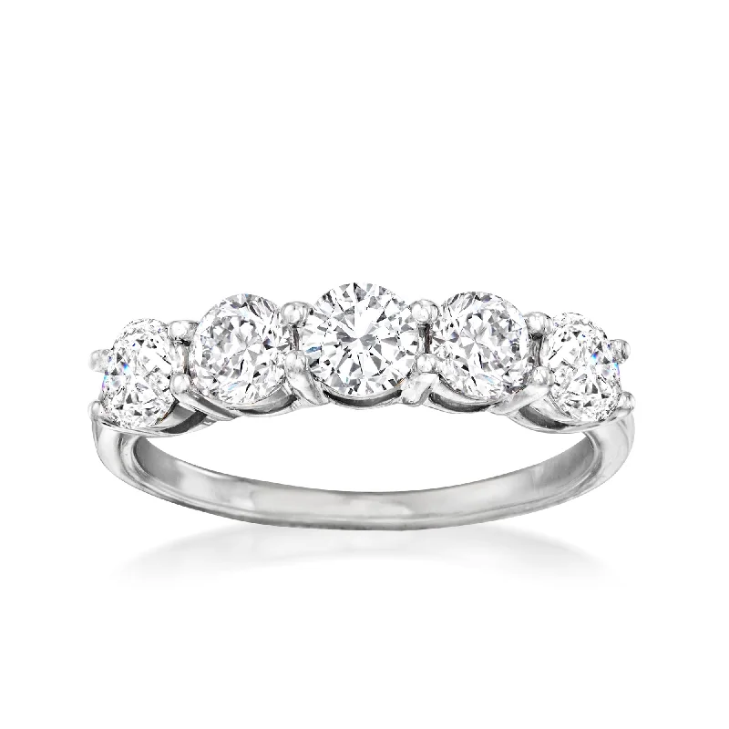 diamond engagement rings -Ross-Simons Diamond 5-Stone Ring in 14kt White Gold