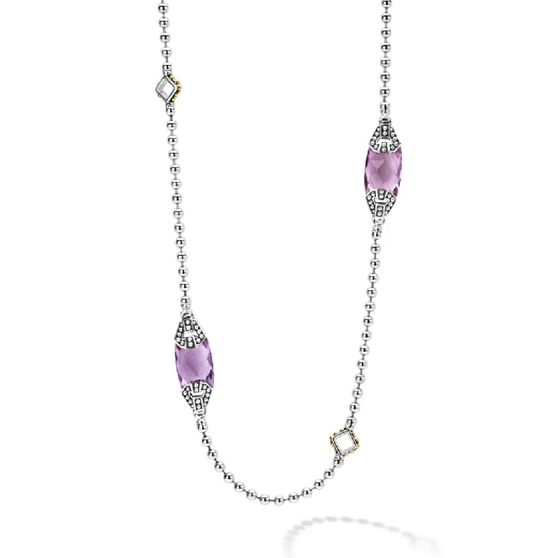 beautiful necklaces for bridesmaids -Caviar Color Six Station Amethyst Necklace