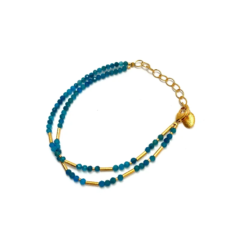 handcrafted gemstone bangles -Apatite and Gold Bracelet