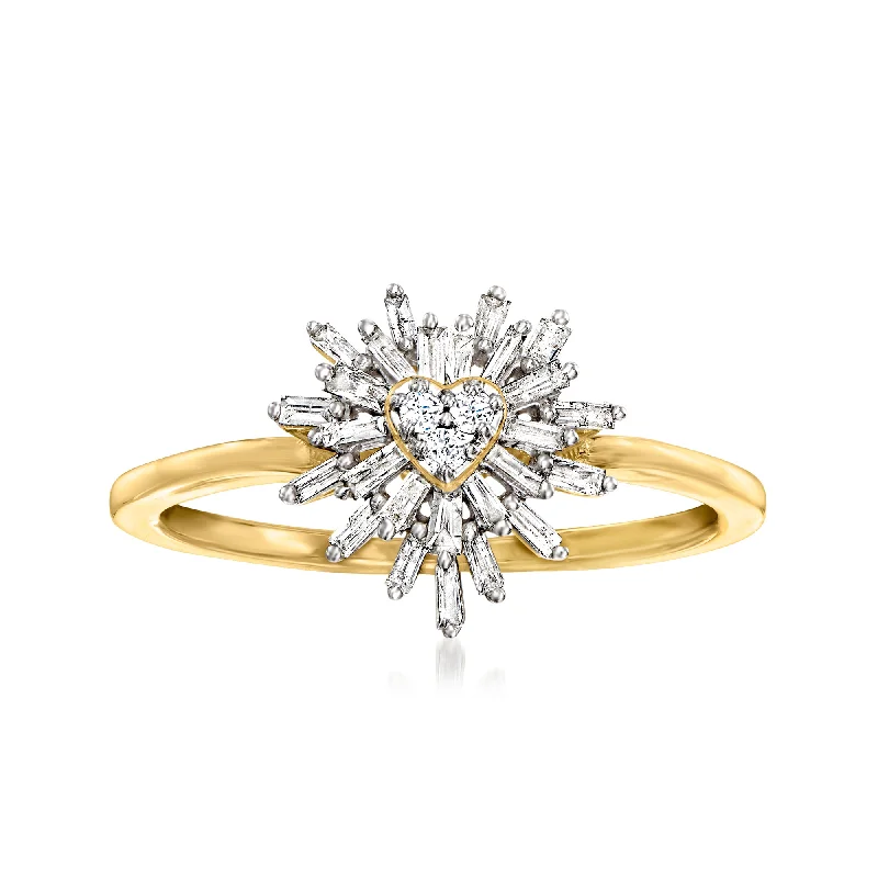 luxurious engagement rings for women -Canaria Diamond Heart Burst Ring in 10kt Yellow Gold