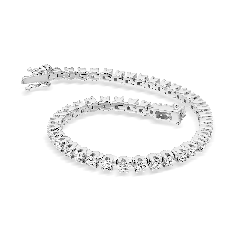 trendy leather bracelets -Ariel 18ct White Gold Tulip Set Diamond Bracelet