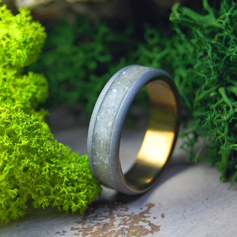 wedding rings for brides -Beach Pebbles In Sand | Men's Beach Sand, Stones & Titanium Wedding Ring