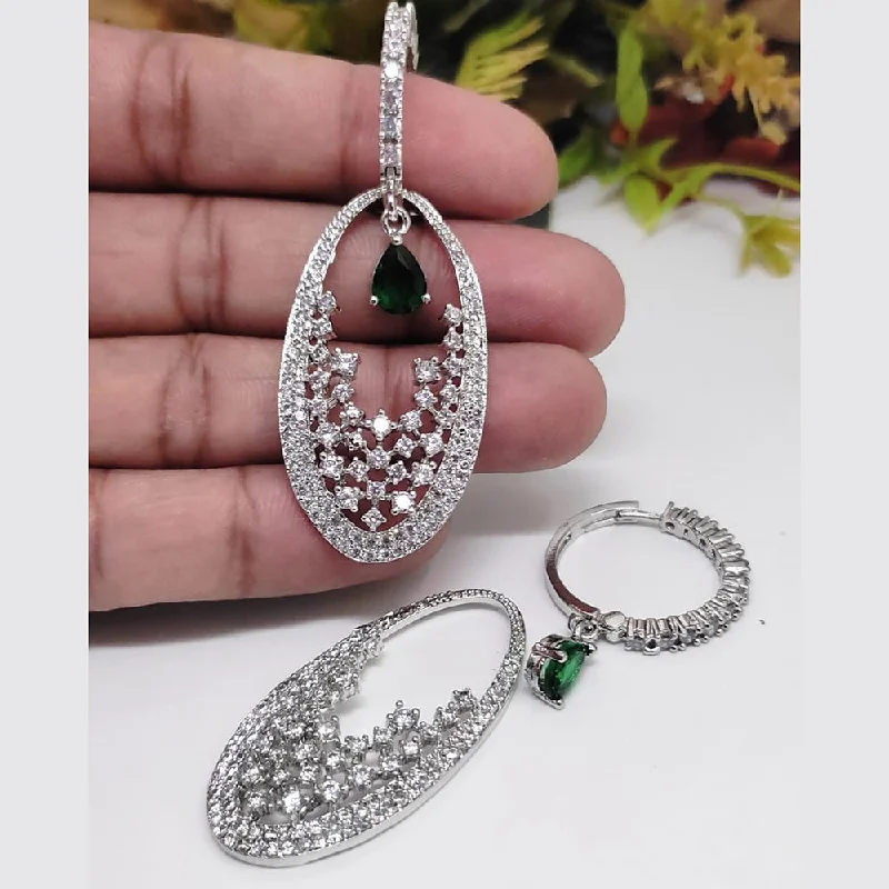 boho style earrings -Manisha Jewellery Silver Plated AD Dangler Earrings