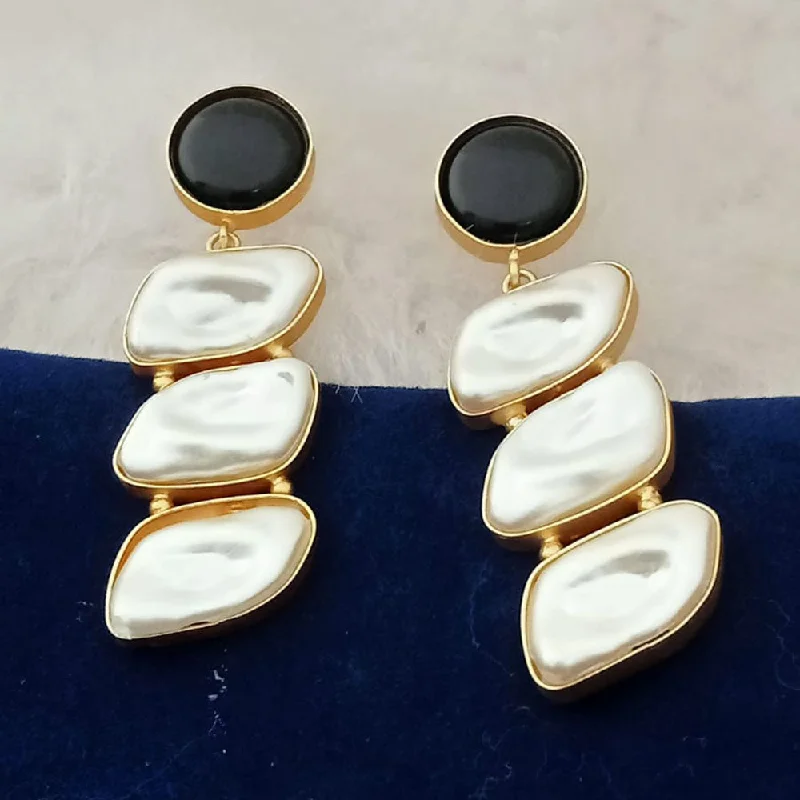 bridesmaid earrings -Marudhar Creations Gold Plated Matte Finish Mother Of Pearl Dangler Earrings