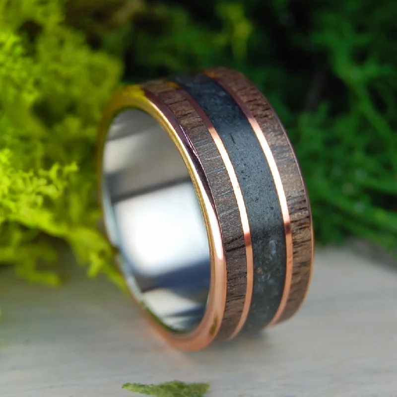 beautiful engagement rings -Copper Walnut Deer | Men's Walnut Wood, Deer Antler, Copper & Titanium Wedding Ring