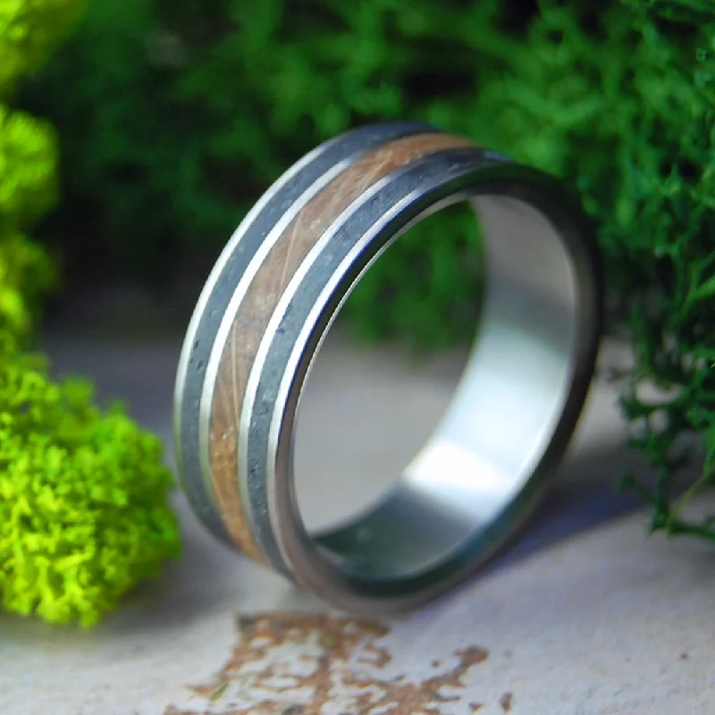 luxury engagement rings -Iceland Loves Whiskey | Men's Icelandic Lava, Whiskey Barrel & Titanium Wedding Ring